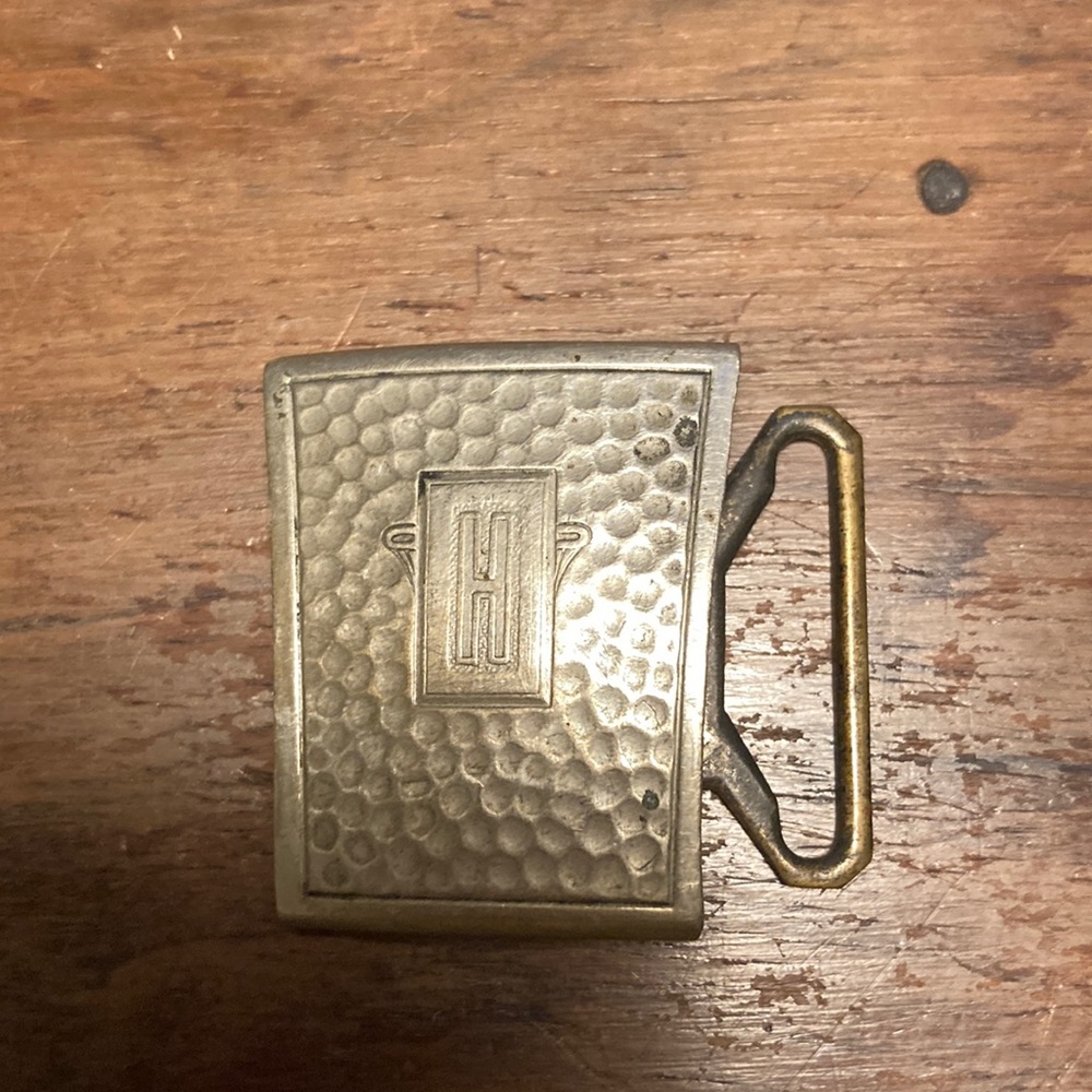 Vintage MACO ARCO Art Deco Silverplate Belt Buckle Monogram 'H’